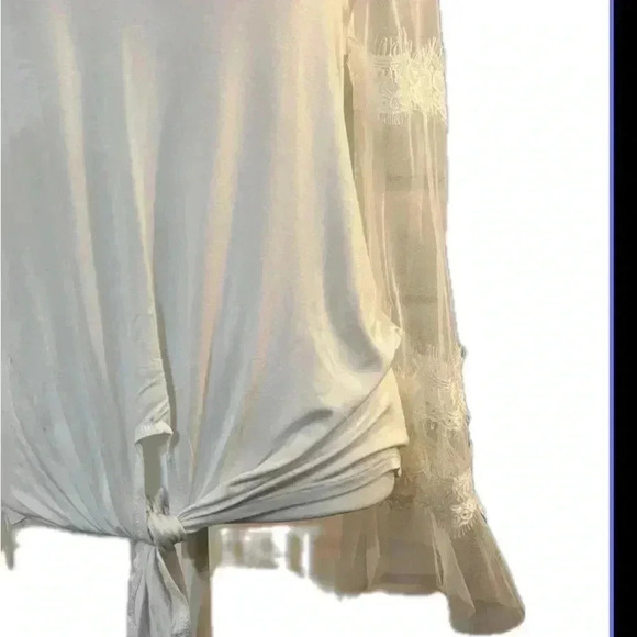 Active Seller! Rain Tee Lace Sleeves White Hem Tie New With Tags - Picture 11 of 11